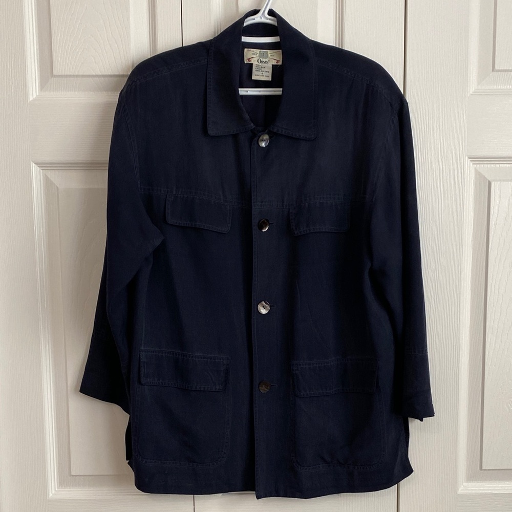 Orvis Vintage Navy CHORE Button-Up Jacket silk